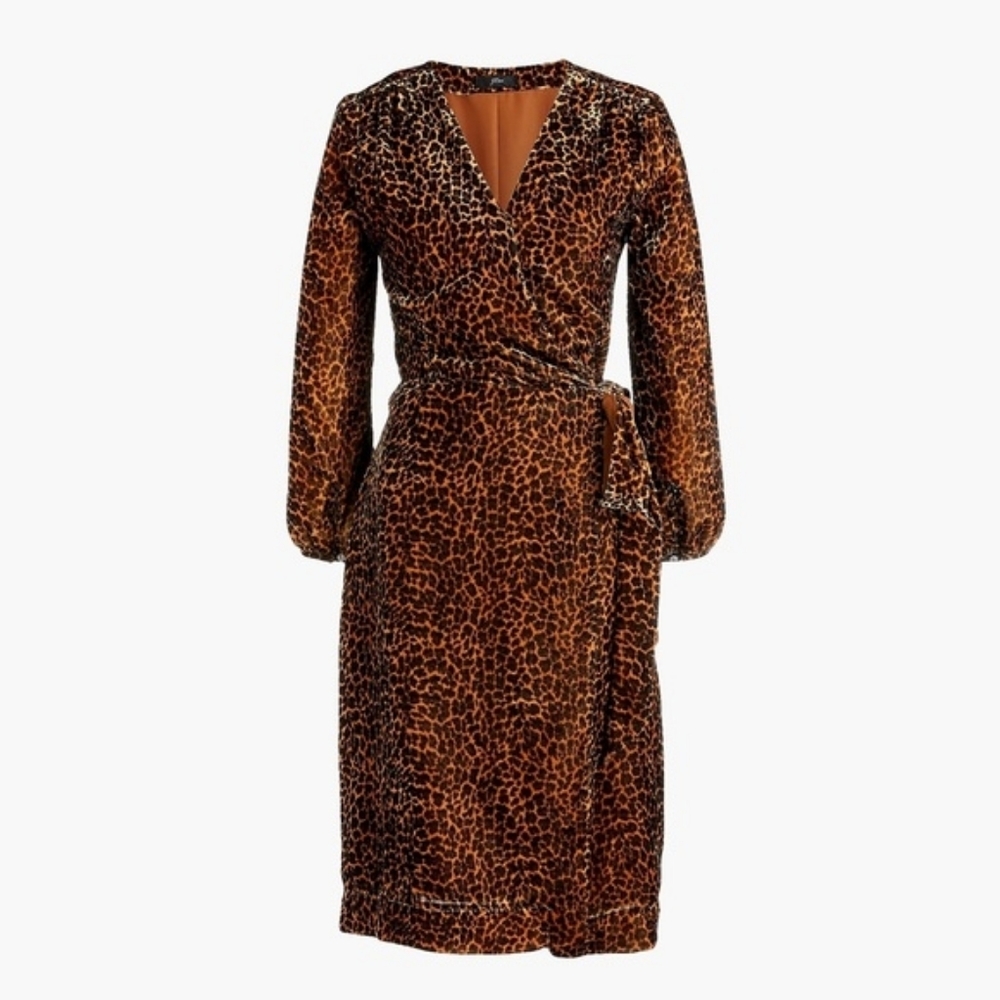 Jcrew Velvet leapord wrap dress